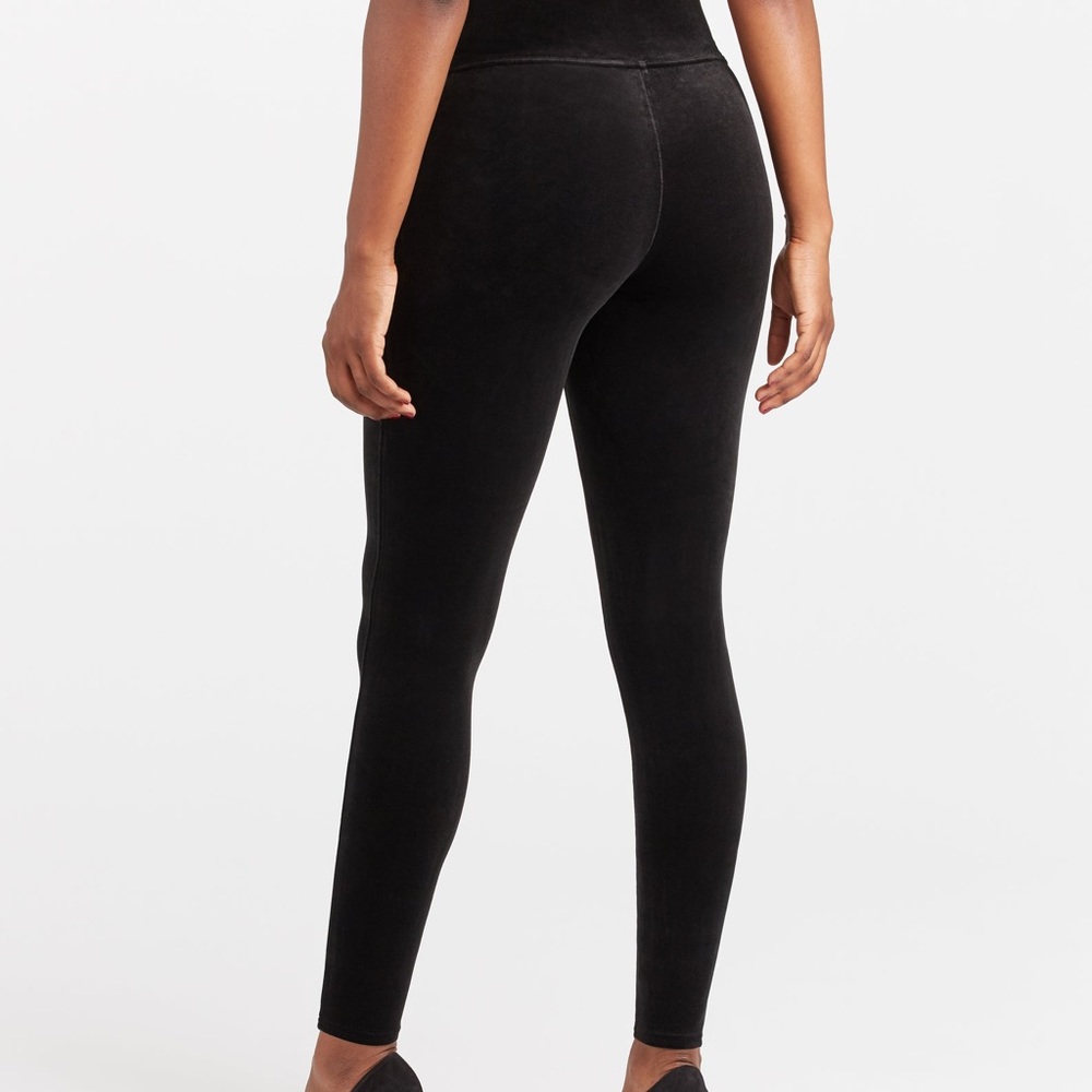 Spanx black velvet leggings